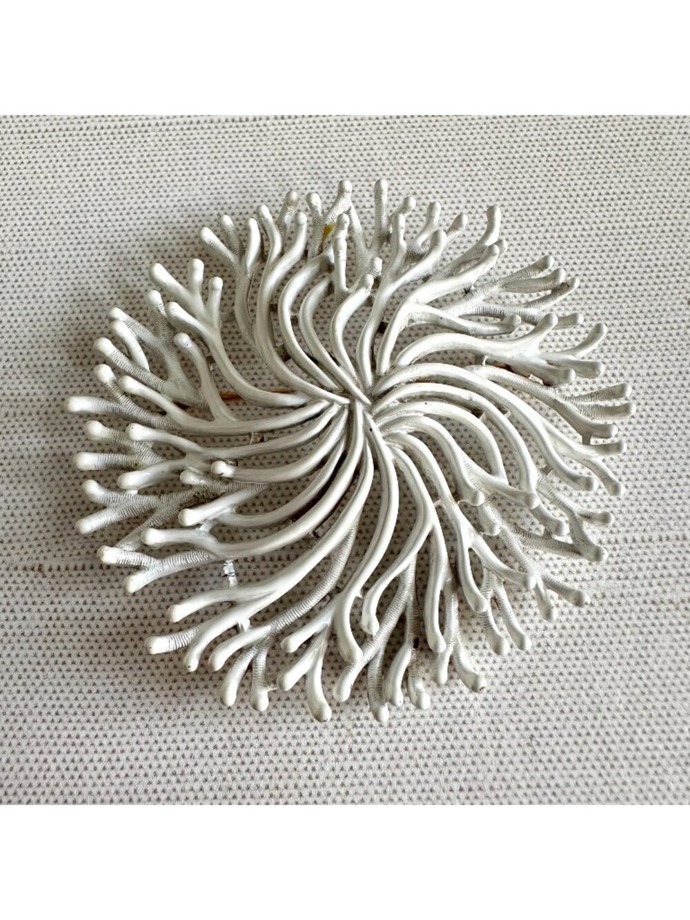 Trifari White Enamel Flower Coral Nature Inspired Brooch Vintage
